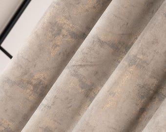 100% Blackout Velvet Curtains with Gold Accents, Custom Luxury Drapes for Bedroom and Living Room, Multiple Colors & Heading Styles