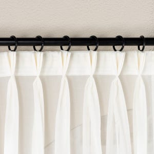 Triple Pinch Pleat Sheer Linen Curtains, Neutral Modern Farmhouse Window Privacy Semi Sheer Linen Drapes
