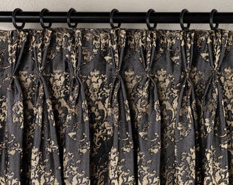 Damask Jacquard Curtains: Triple Pinch Pleat, Custom Size Drapes