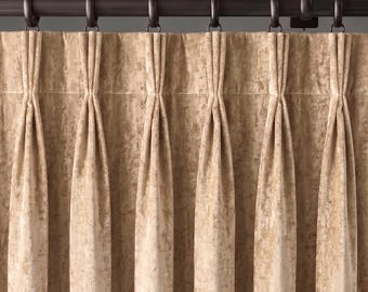 Pinch Pleat Velvet Curtains, Custom Heavyweight Velvet Drapery, Blackout or Privacy Lined Window Panels