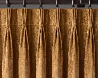 Pinch Pleat Velvet Curtains, Custom Heavyweight Velvet Drapery, Blackout or Privacy Lined Window Panels