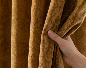 Honey Gold Velvet Curtains, Custom Heavyweight Velvet Drapes, Blackout or Privacy Lined Window Panels