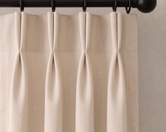 Pinch Pleat Linen Curtains, Custom Heavyweight Linen Drapes, Blackout or Cotton Lined Window Panels