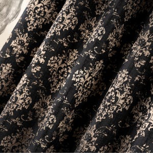 Luxury Damask Jacquard Gold Black Curtains | Vintage Brocade Drapes | Custom Size & Heading Options | 4 Color Available