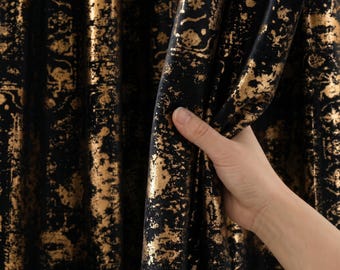 Black Gold Velvet Curtains, Custom Heavy Luxury Drapes, Blackout or Cotton Lined Window Panels, Multiple Colors & Heading Styles