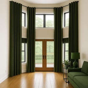 Extra Long 100% Blackout Linen Curtains, 19 Colors, Custom High Ceiling Drapes, 2 Story Window Curtain Panel