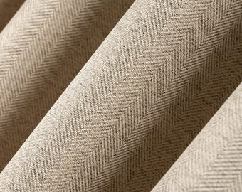 カスタムヘリンボーン遮光カーテン、モダンなリネンドレープ、オーダーメイド断熱パネル、カスタムカラーと吊り下げスタイル