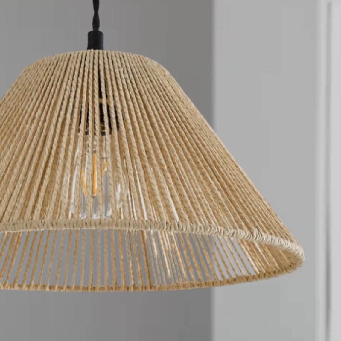 Natural Paper String Cone Pendant Light Shade - Etsy