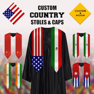 Custom Country Flag Graduation Stoles/Sashes - Country Flag Stoles