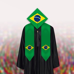 Brazil Personalized Graduation Stole - Add Your Own Text and Images - Graduation Gifts, Graduation Sash, Custom Grad Stole