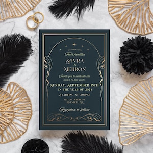 Downloadable Printable Alternative Starry Elven Fantasy Wedding Invitation Customizable