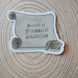 Arte de pegatina de estabilidad financiera de DnD Spell Scrolls
