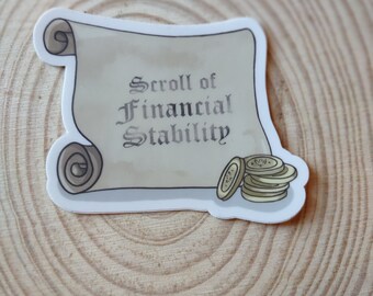 DnD Spell Scrolls Financial Stability Sticker Art