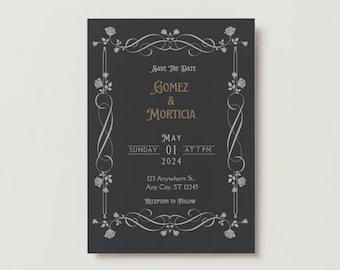 Downloadable Printable Alternative Gothic Dark Wedding Invitation Customizable
