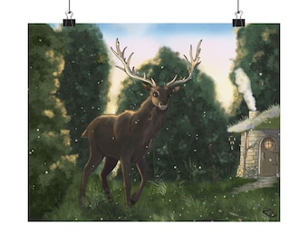A Spring Evening Cottagecore Fantasy Digital Painting Art Matte Horizontal Posters