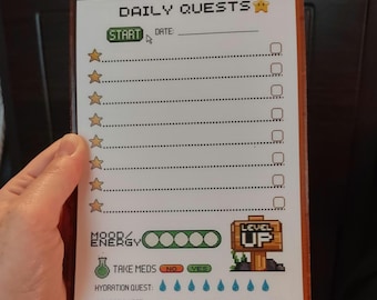 Daily Quests Original Handmade Notepad List Maker Organizer for Gamers  5x7