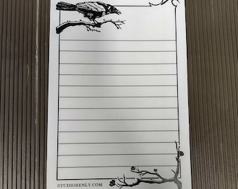 Raven Crow Art Handmade Notepad 4x6