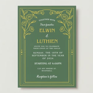 Downloadable Printable Alternative Elven Fantasy Wedding Invitation Customizable