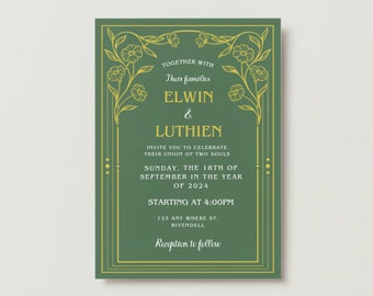 Downloadable Printable Alternative Elven Fantasy Wedding Invitation Customizable