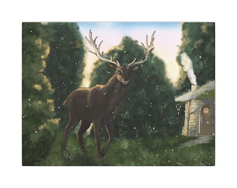 A Spring Evening Cottagecore Fantasy Digital Painting on Matte Canvas
