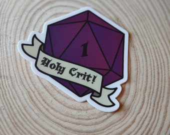 DnD Dice D20 Sticker Holy Crit