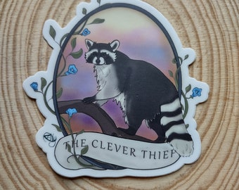 Raccoon Cameo Art Sticker - The Clever Thief