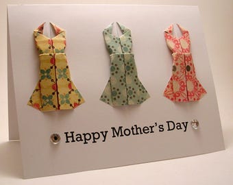 Origami Dress Mother's Day Card (yellow blue pink)