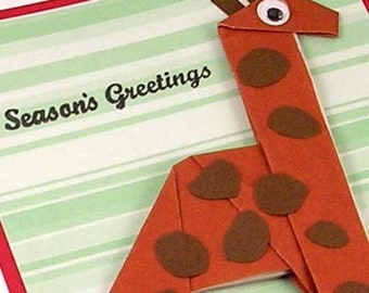 CLEARANCE Origami Giraffe Christmas Card