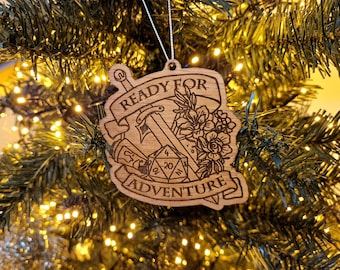 DnD Ornament - Ready for Adventure - Dungeons and Dragons, Dungeon Master - D&D Player Gift - Christmas Home Decor - Holidays Present