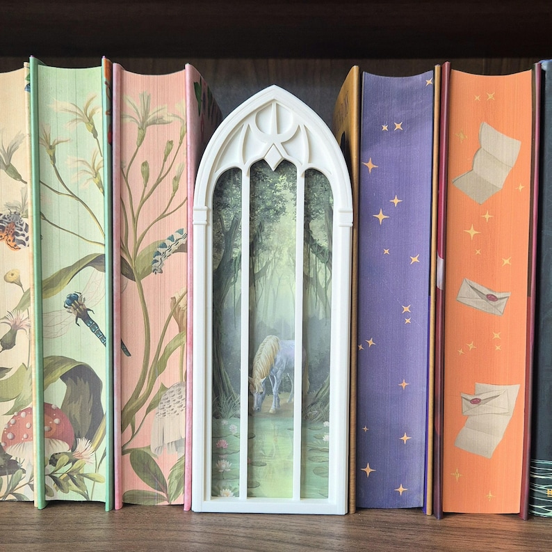 Window View Booknook - Scenic Booknooks - Bookshelf Decoration - Fantasy, Dragons, Bloodmoon, Bookish Scenes - Bookish Items image 13