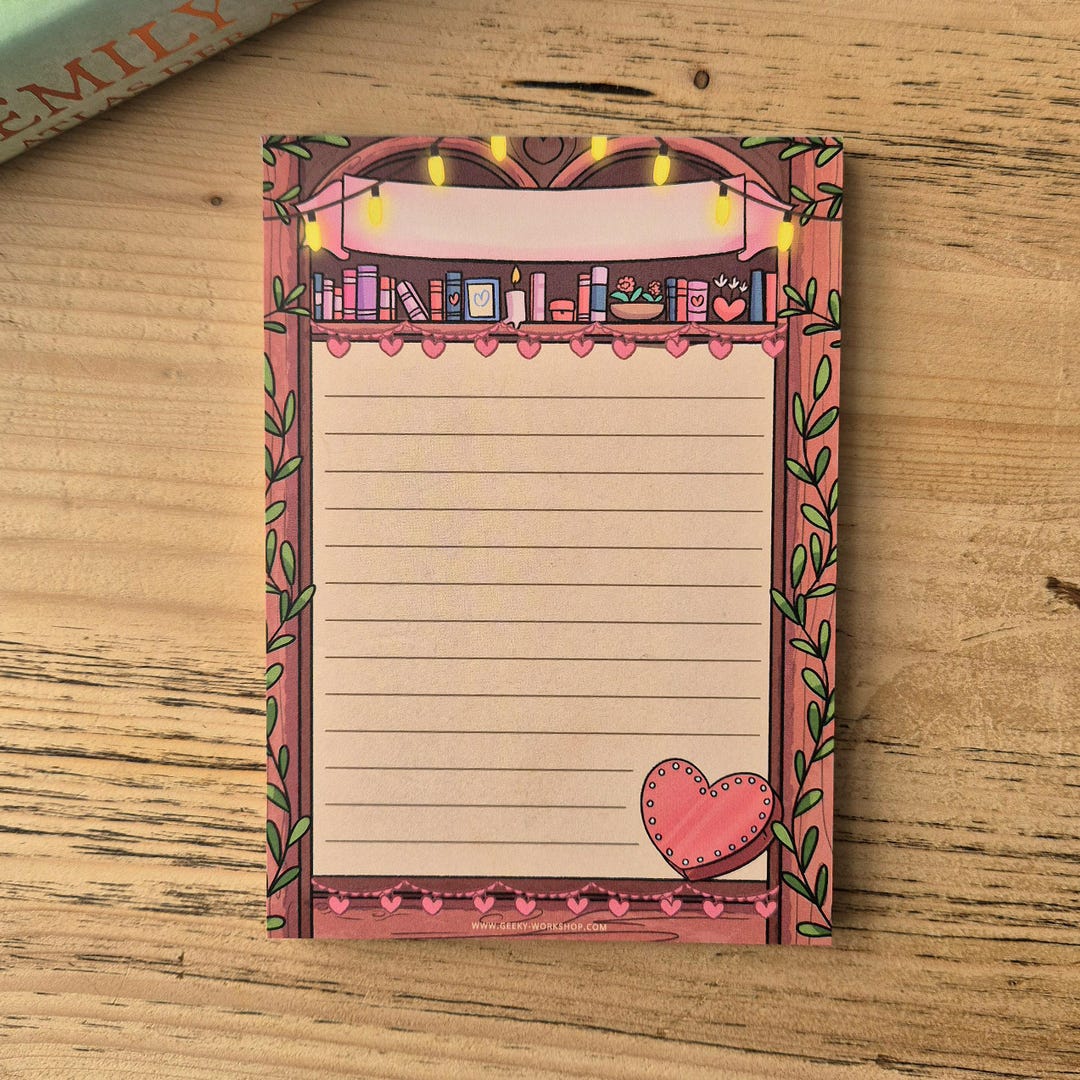 Romance Bookcase Notepad - A6 Bookshelf Notes, to Do - Stationery for ...