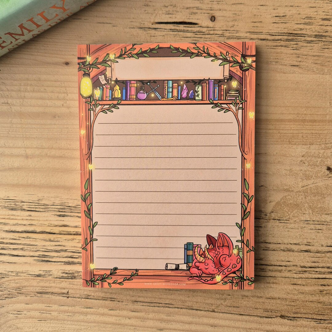 Fantasy Bookcase Notepad - A6 Bookshelf Notes, to Do - Stationery for ...