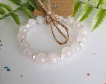 Rose Quartz & Fresh Water Pearl Bracelet