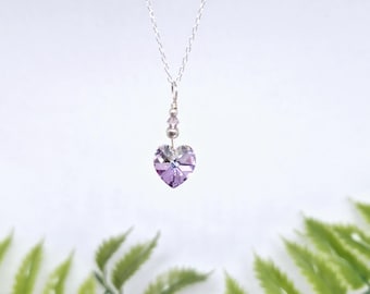 Sterling Silver & Swarovski Heart Necklace