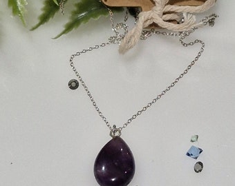 Amethyst on Sterling Silver Chain