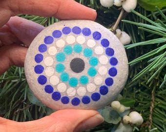 MATI - hand painted artist sea stone Greek “blue eye” design