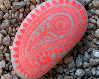 PAISLEY  - hand painted stone art - inspired stylized design