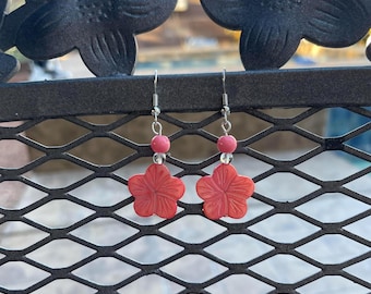Hibiscus Flower Shell Earrings