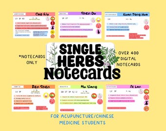 Digitale notitiekaarten acupunctuur enkel kruid voor studenten traditionele Chinese geneeskunde (alleen kaarten) (digitale download)