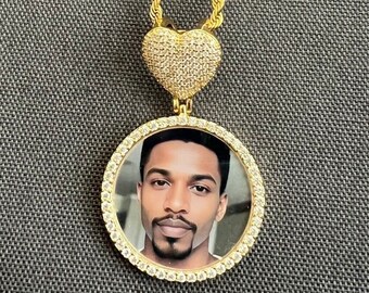 Colgante con foto de oro: collar personalizado con foto y circonitas cúbicas