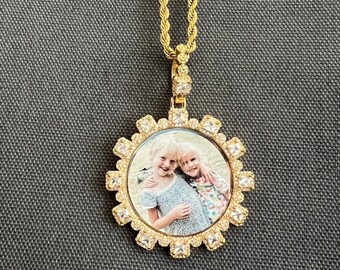 Colgante con foto de oro: collar personalizado con foto y circonitas cúbicas