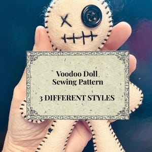 Mönster för sömnad av voodoo-dockor. 3 olika stilar för 1 pris! PDF Enkla steg-för-steg-instruktioner med foton.
