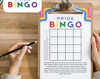 Pride Bingo Printable Game | LGBTQ+ Activity | 50 Words | Make Your Own Card | Inclusive Party Game | Rainbow Celebration | Instant Download