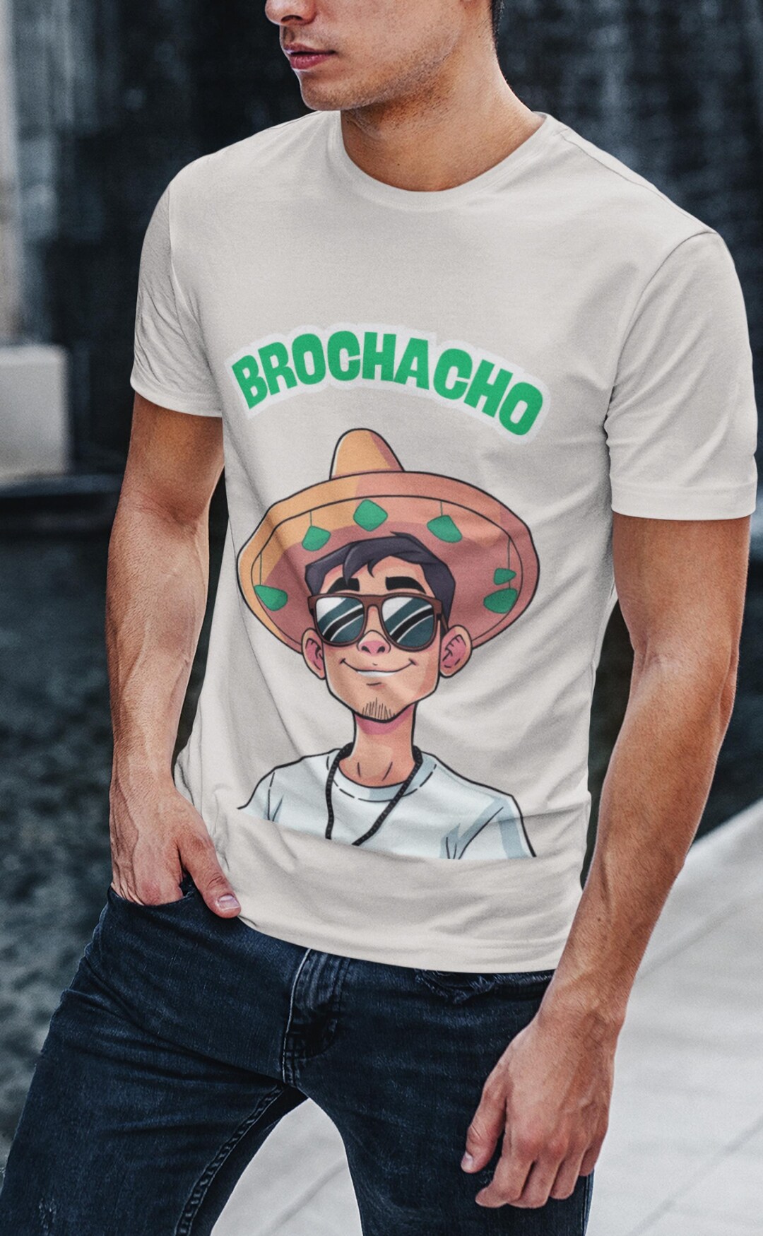 Brochacho Cartoon Guy Tee | Sombrero Character Graphic T-shirt - Etsy