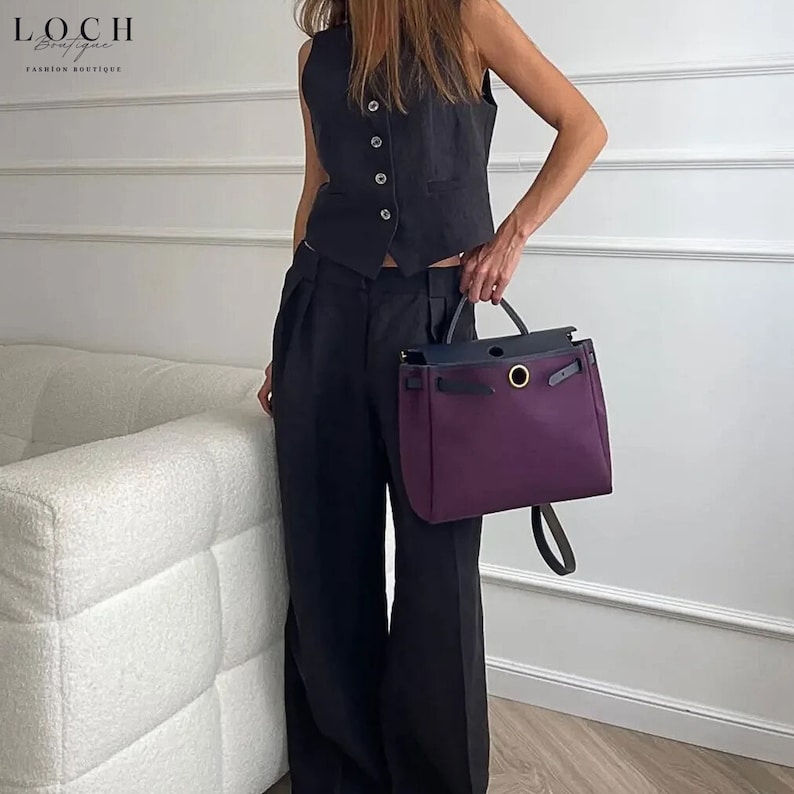 Womens Linen Shorts and Vest Set Summer Two Piece Outfit Casual Chic