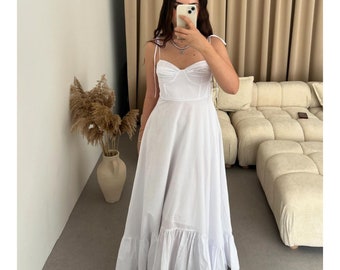 White Linen Dress, Linen Maxi Dress, Simple Linen Dress, Linen Spaghetti Strap Dress, Plus Size Clothing, Linen Dress Women, Linen Clothing