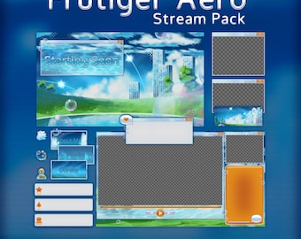 Frutiger Aero Stream Pack | Screens, Overlays, Alerts, Banners, Panels, Sub Badges | TWITCH, YOUTUBE