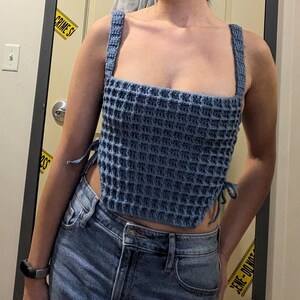 Blue Waffle Corset Top