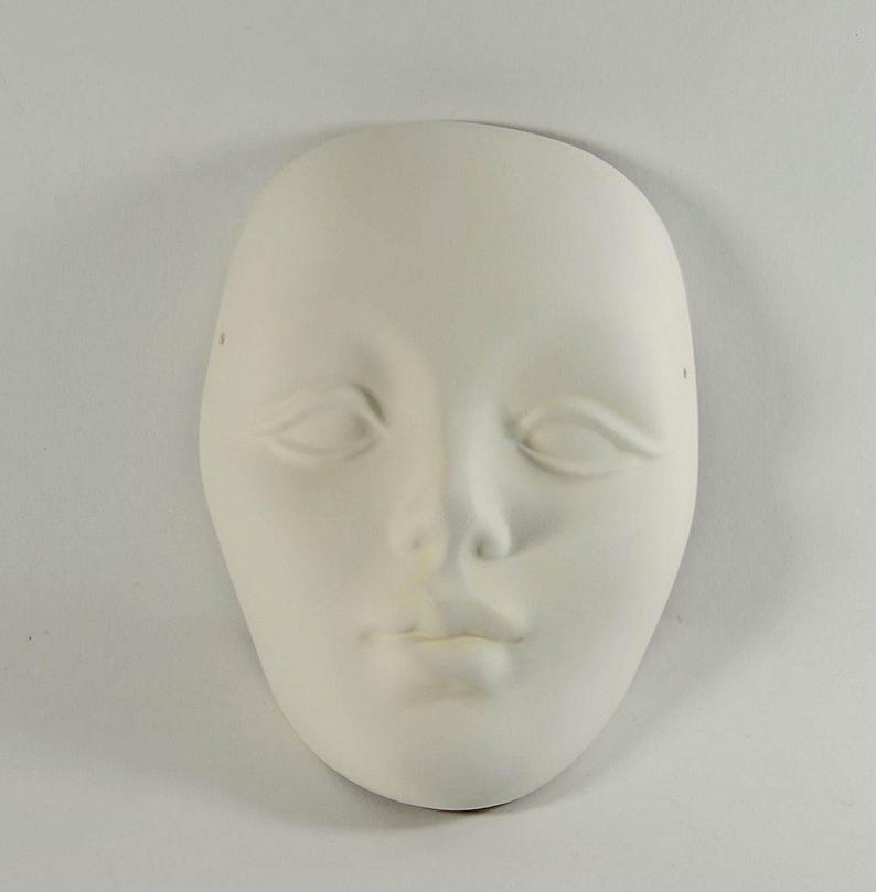 Pottery Face Ceramic Bisque Mask U Paint Preorder image 1