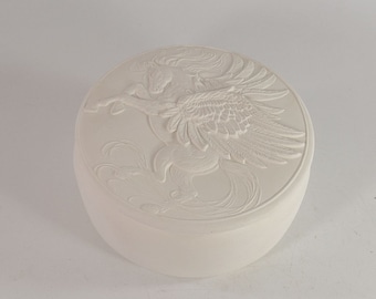 Round Pegasus Box Ready to Paint Ceramic Bisque made to order 2 weeks